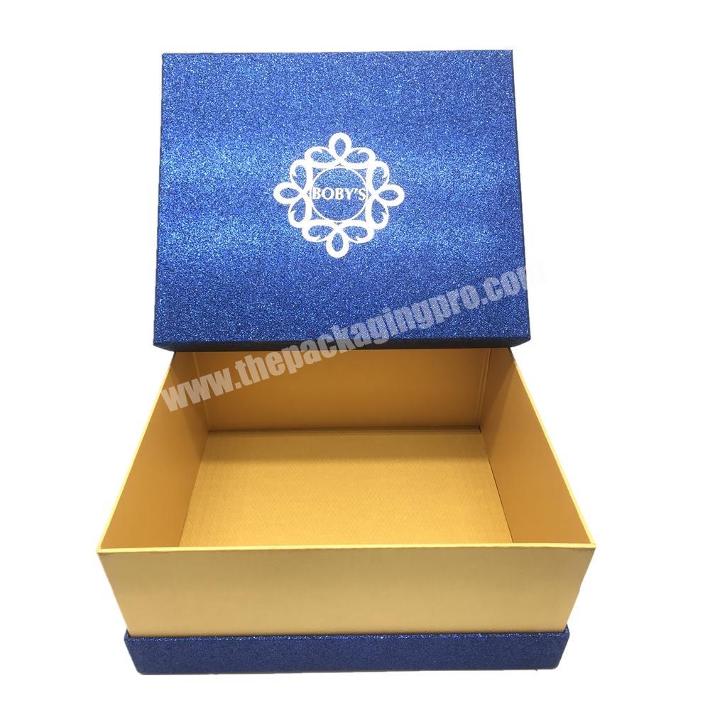 Glitter shiny rigid cardboard gift box customized private logo wallet handbag gift packaging box