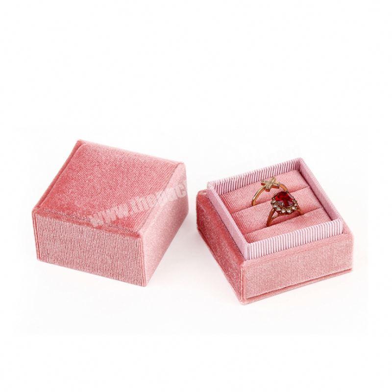 Handmade velvet cardboard jewelry gift box for ring earing packaging b-1332 small clear gold glass rings box