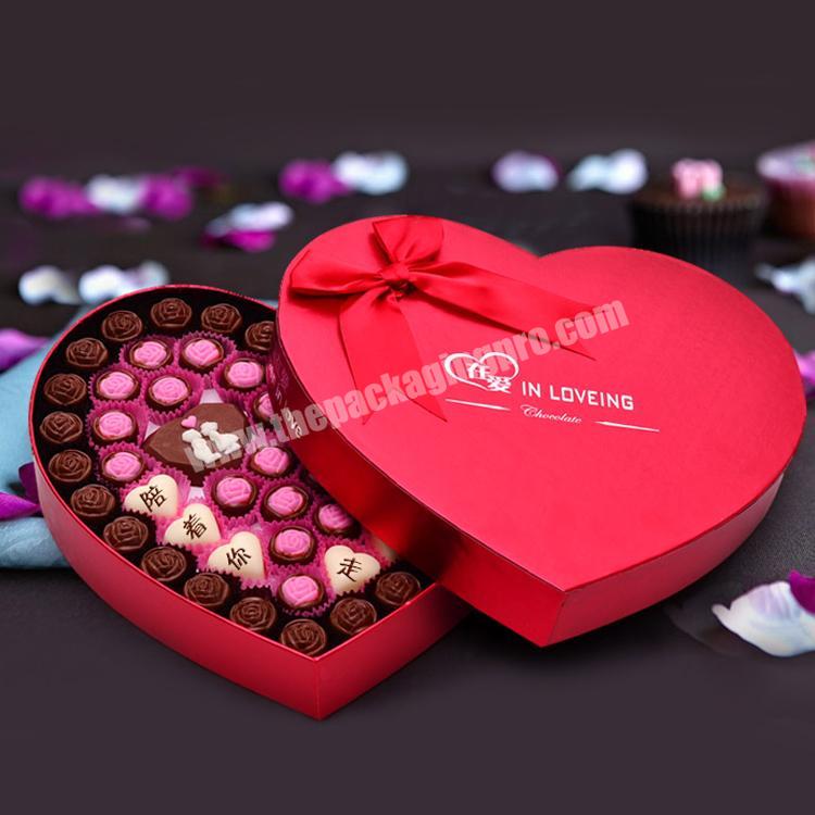 Heart shaped Chocolate Gift Packaging boxes custom LOGO chocolate truffles Paper packaging gift box With ribbons