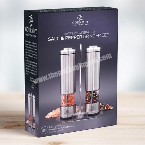 High Quality CMYK Printing Customized Paper Packaging Box For Electric salt & pepper grinder set