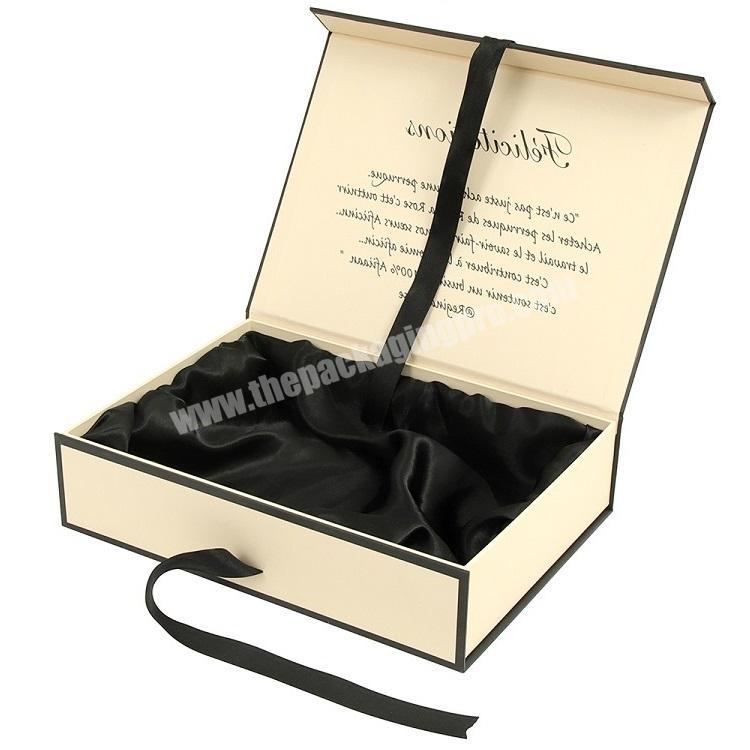 High Quality Magnetic Gold Cardboard Cusstom Jewellery Packaging Paper Box With Satin