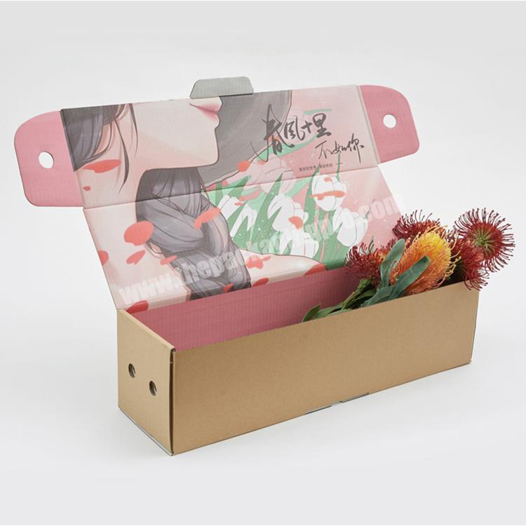 High Quality Printed Logo Custom Cardboard Corrugated Flower Paper Box Gift Box For Flowers