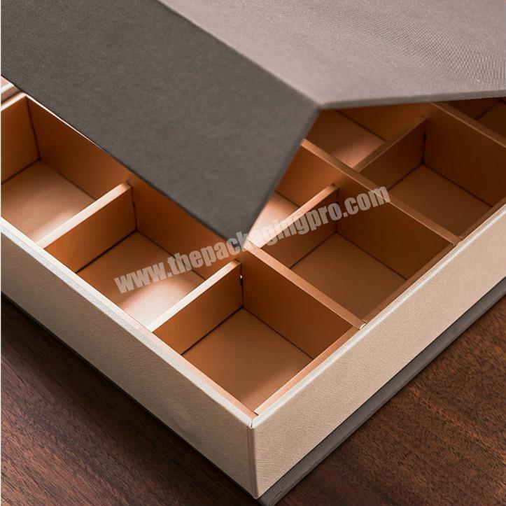 High end luxury  cardboard paper expensive cosmetic candy packaging tea storage gift chocolate box with gold foil slot insert