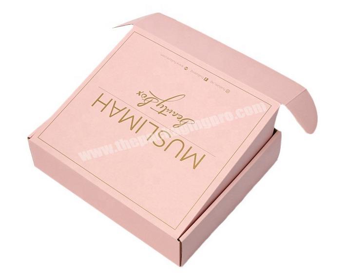 High quality Custom Hot Stamping Flat Packaging Pink Corrugated Mailing  Box
