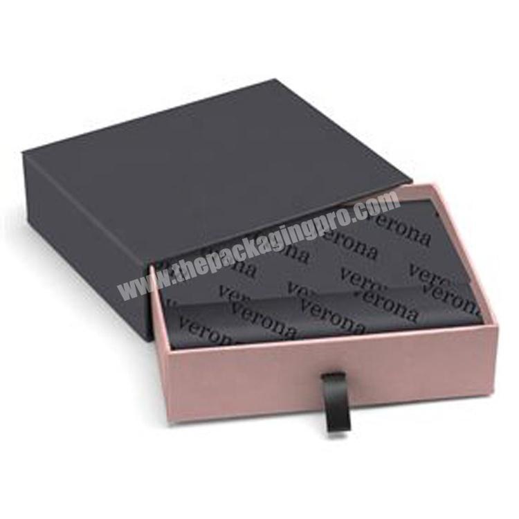 High quality eco embossing luxury jewelry gift paper custom sliding drawer box cardboard box packaging custom black drawer box