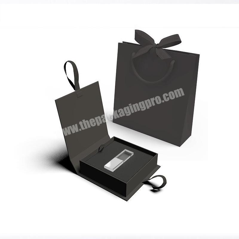 High quality hard cardboard shirt black box with ribbon