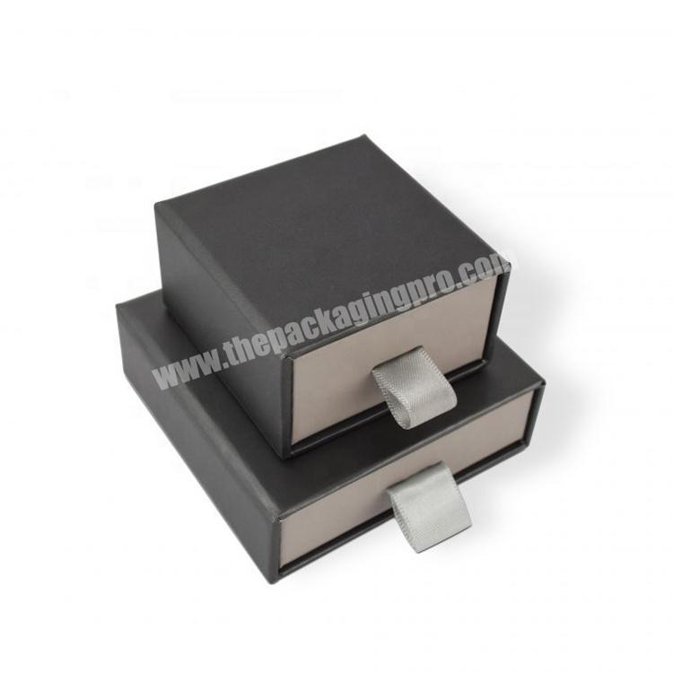 High quality oem recyclable embossing custom logo printed luxury black cardboard paper sliding gift boxes jewelry