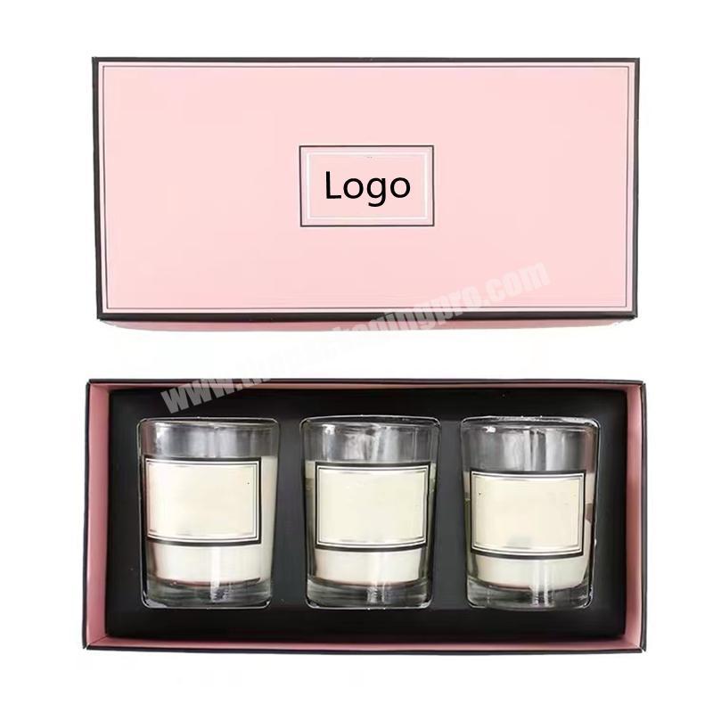 High quality rectangle candle set gift box pink candle boxes custom luxury candle gift box with insert