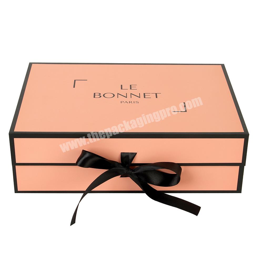 Hot Sale Hair Product Packaging Magnetic Jewelry Satin Lined Magnetic Ribbon And Satin Inside Gift Box