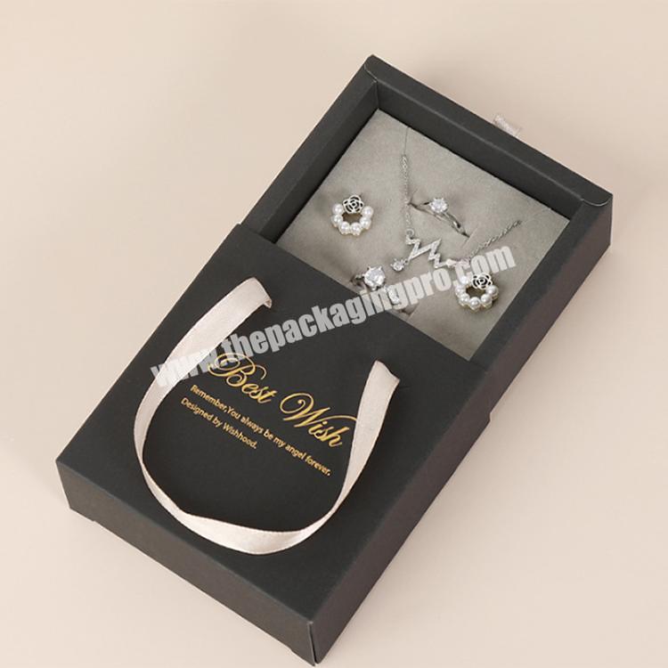 Fashion handle black Portable Display Drawer Earring Necklace Ring Jewelry gift Boxes