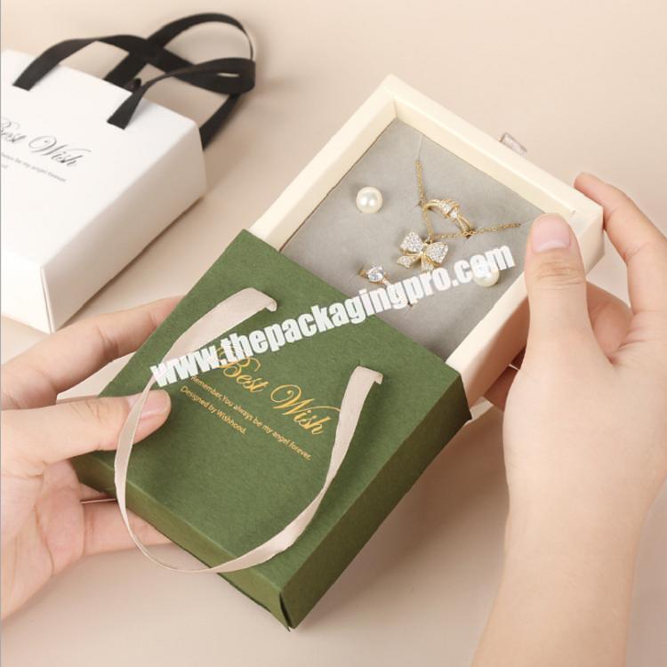 custom New design handle white  Portable Display Drawer Earring Necklace Ring Jewelry  Packaging Boxes 