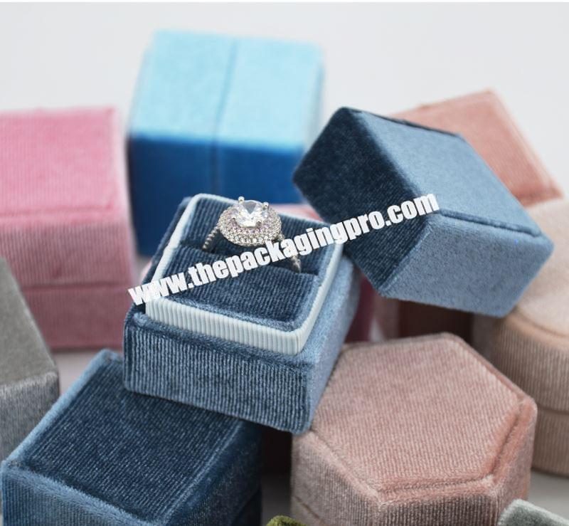 Hot pink velvet and jewellery bulk cute packaging custom logo ring boxes