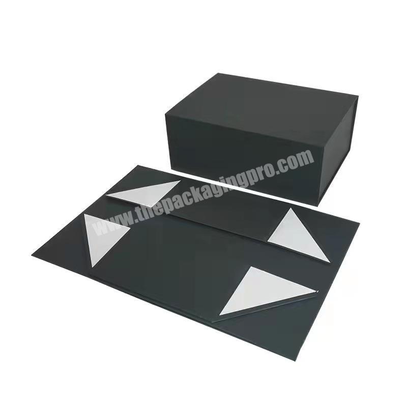 Hot-sale foldable cardboard gift box custom luxury black magnetic folding shoes garment apparel clothing packaging box