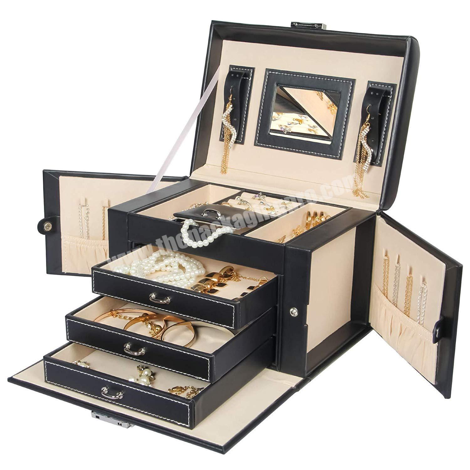 Hot sale portable wedding drawer jewellery earrings box velvet travel jewelry ring sliding box case velvet jewelry box