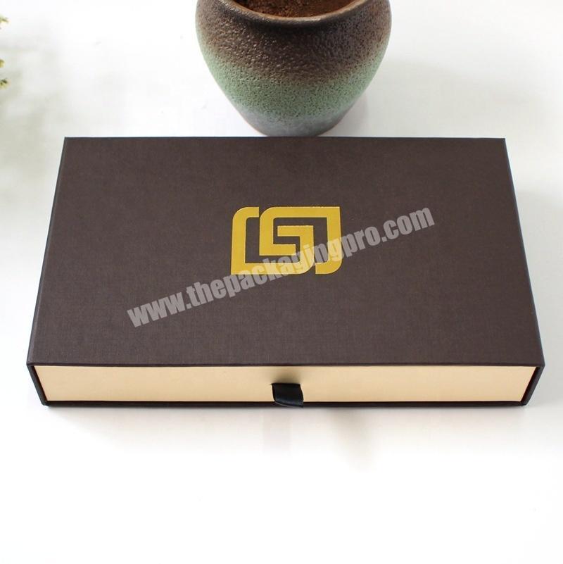 Hot sell customized logo printed black cardboard craft paper packaging box jewelry sliding drawer box packaging drawer gift box