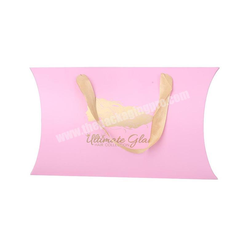 Large size pink color pillow shape recycle packaging box hot stamping logo design gift boxes