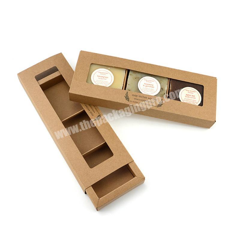 Low Price Perfume Soap Packaging Boxes Brown Kraft Drawer Box with Divider