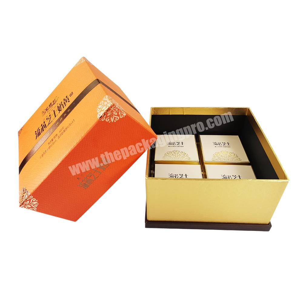 Luxurious custom empty wholesale cardboard macaron mousse cake tramisu packaging satin lined gift rigid lid paper packing box