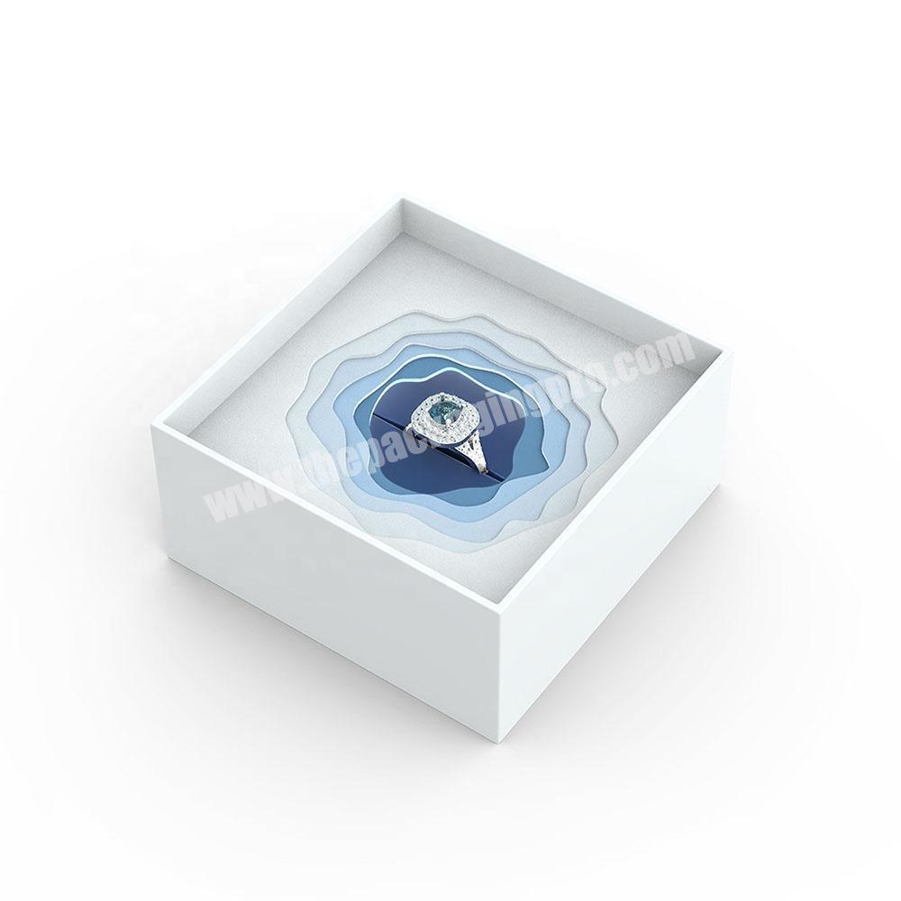 Luxury Custom Logo Blue Paper Box Ring Necklace Bangle Bracelet Boxes For Rings