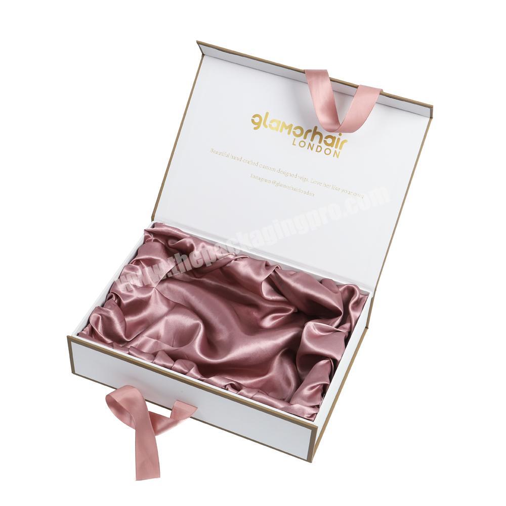 Luxury Custom Logo Wigs Packaging Box Gift Box with Ribbon for Hair Extensions Products