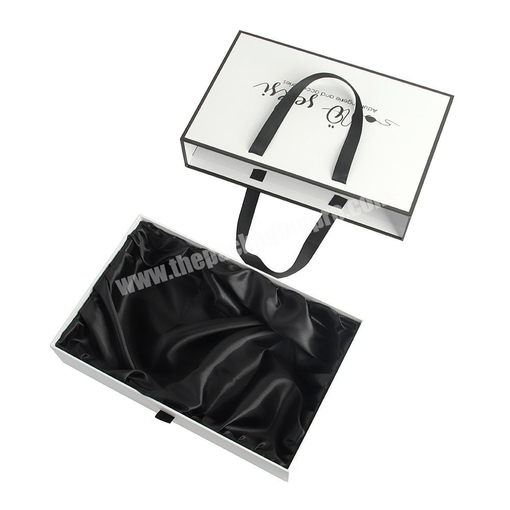 Luxury Custom Wig Packaging Sliding Drawers Satin Bottom Jewelry Gift Box With Satin