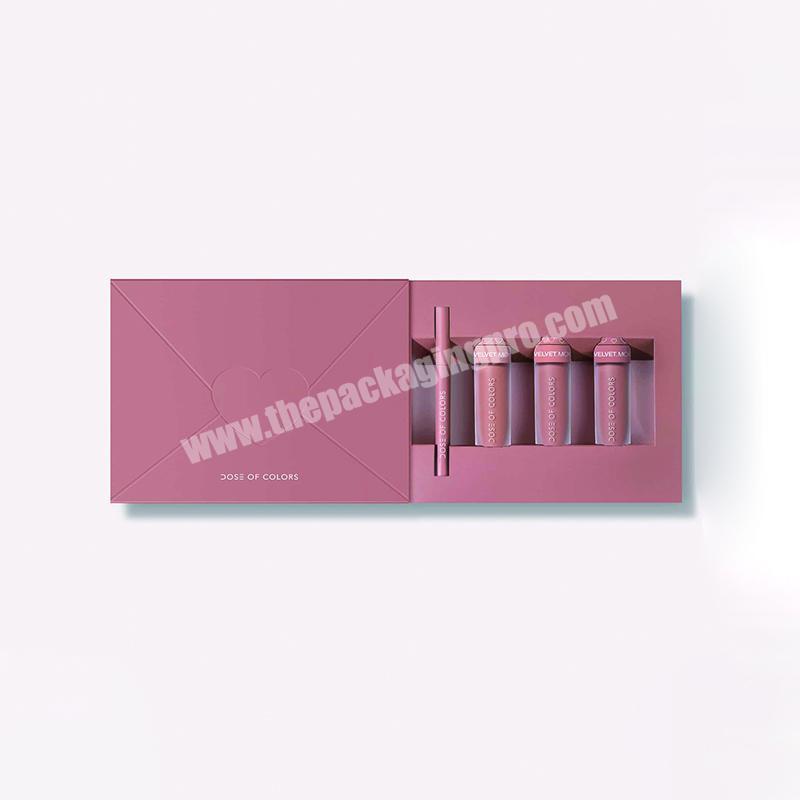 Luxury custom design printing cardboard paper cosmetic makeup set perfume  bottle liquid lip stick glossy set gift packaging box