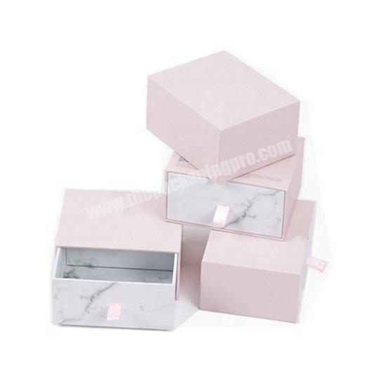 Luxury eco custom UV coating logo hot stamping rigid cardboard paper sliding drawer box drawer paper box jewelry packaging box