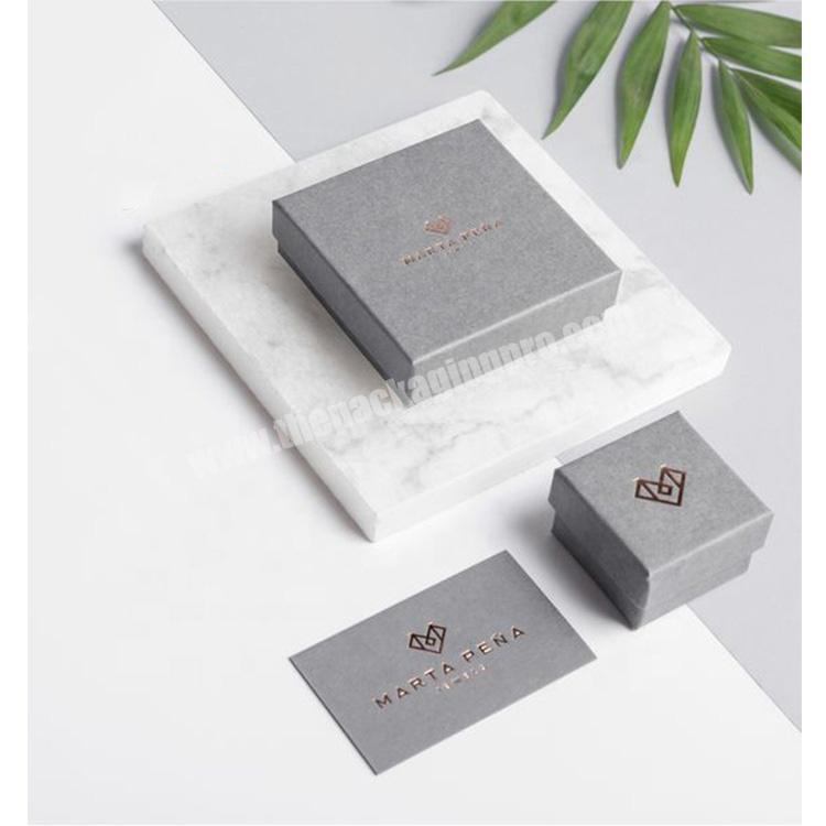 Luxury eco friendly custom small 2 pieces rigid cardboard hard paper necklace earring gift packaging jewelry box ring box