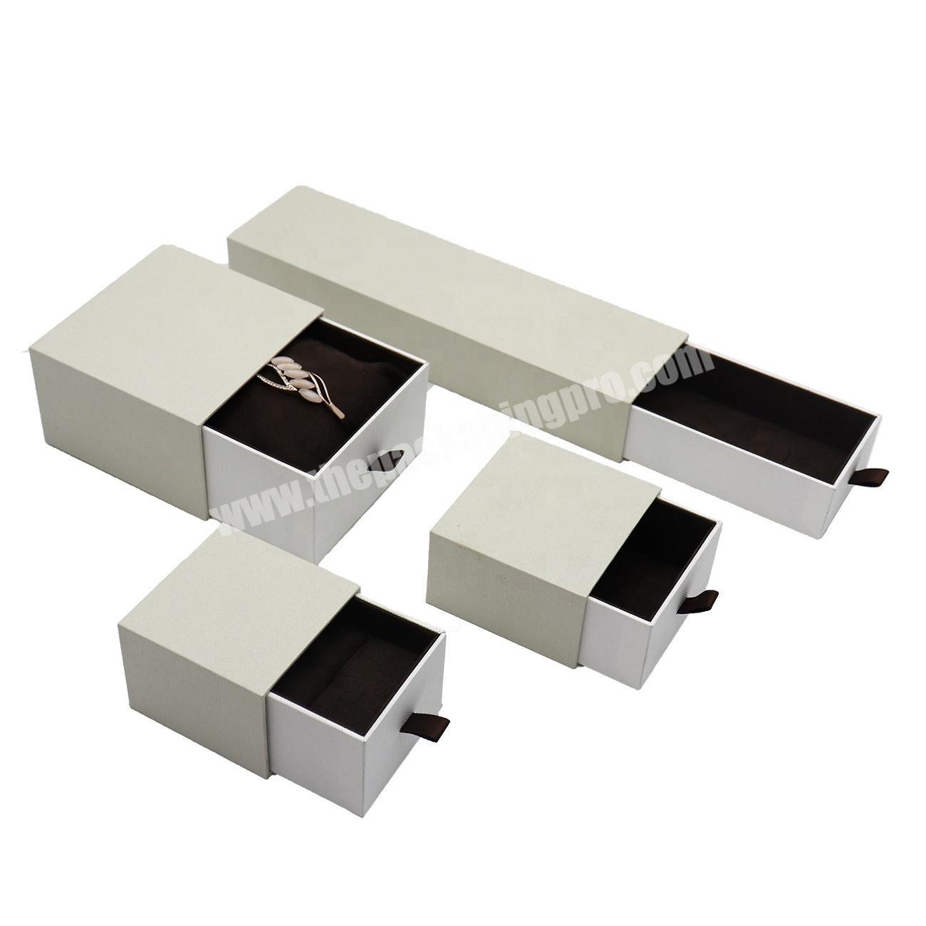 Luxury eco friendly embossing custom logo gift packaging white cardboard paper sliding drawer gift box jewellery