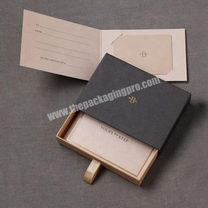 Luxury fancy UV coating hot stamping black custom with logo printed cardboard paper jewelrygift box sliding drawer box packaging