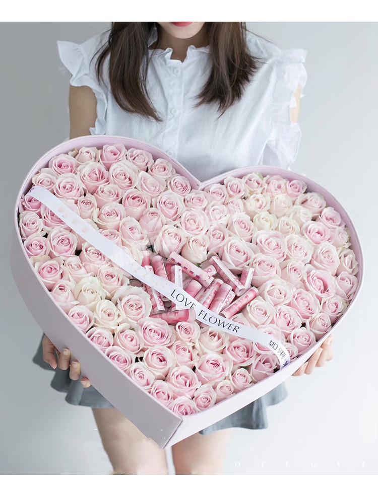 Luxury large extra big size heart shape matte flower rose cardboard paper packaging set xxl heart flower gift box packaging