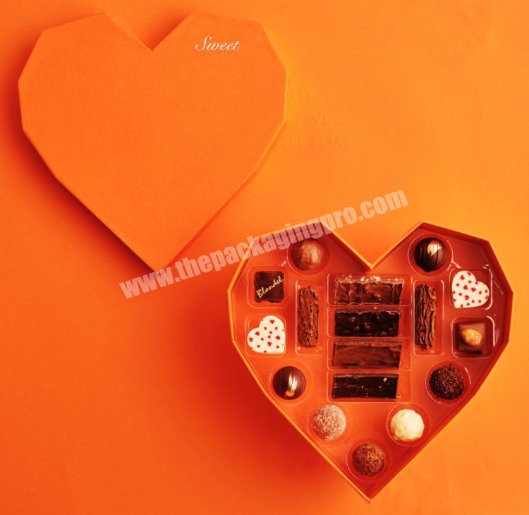 Low price luxury heart shape packaging chocolate bar box with insert