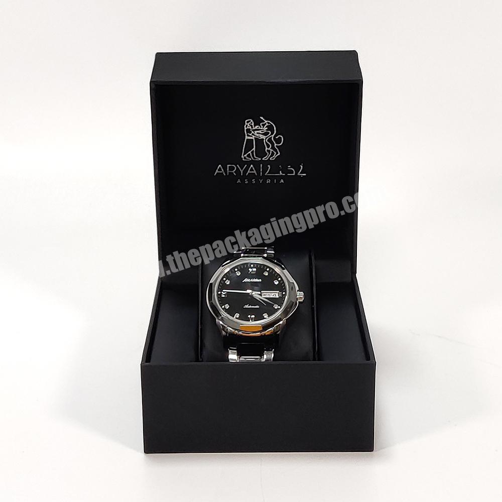 Manufacturer Box Design Rigid Cardboard Black Package Watch Packaging Jewelry with PU Leather Lining Velvet Box