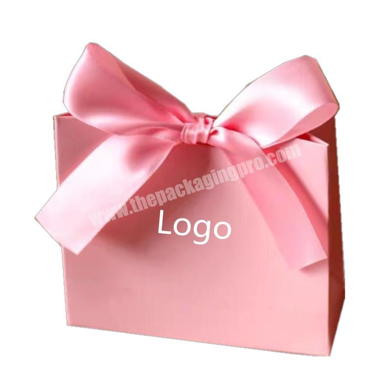 Manufacturer cheap fancy luxury jewelry package box custom printed gift box packaging folding  small paper box with ribbon