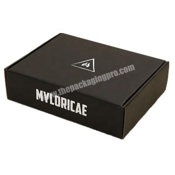 Manufacturer eco color logo printed flip flap matte black corrugated clothes custom cardboard mailling box paper shipping boxes