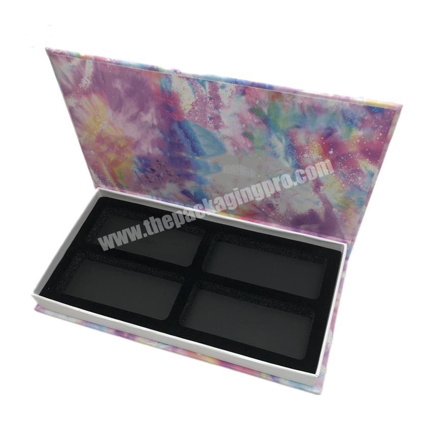 Manufacturer eyelash box packaging bulk cheap empty square magnetic eyelash box with foam insert