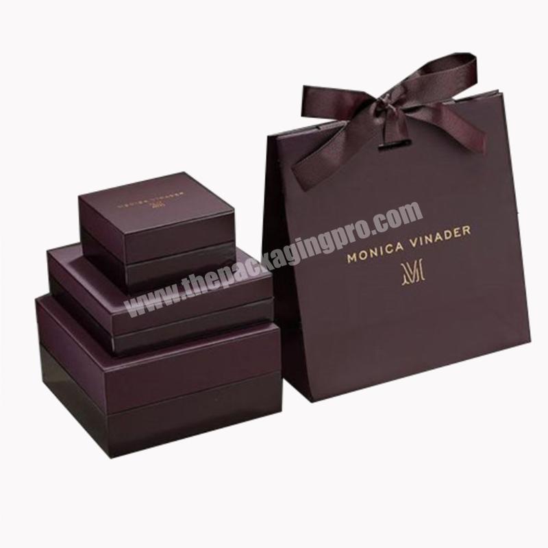 Manufacturer fancy luxury custom logo pink 2 pieces rigid paper gift box cardboard gift box jewelry packaging box with paper bag