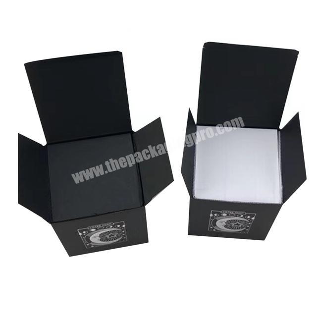 Manufacturer folding paper box makeup packaging matte black silver foil logo cosmetic box with insert