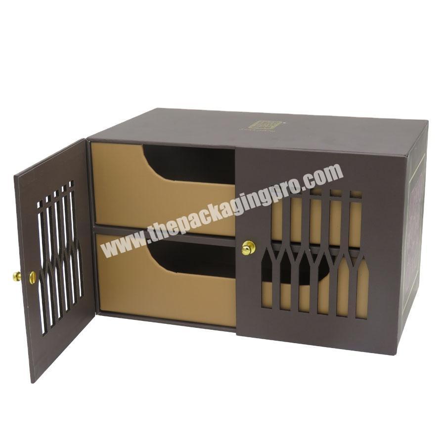 Modern Luxury Gift Box Custom Dimension Colorful Double layer Drawer Box for moon cake