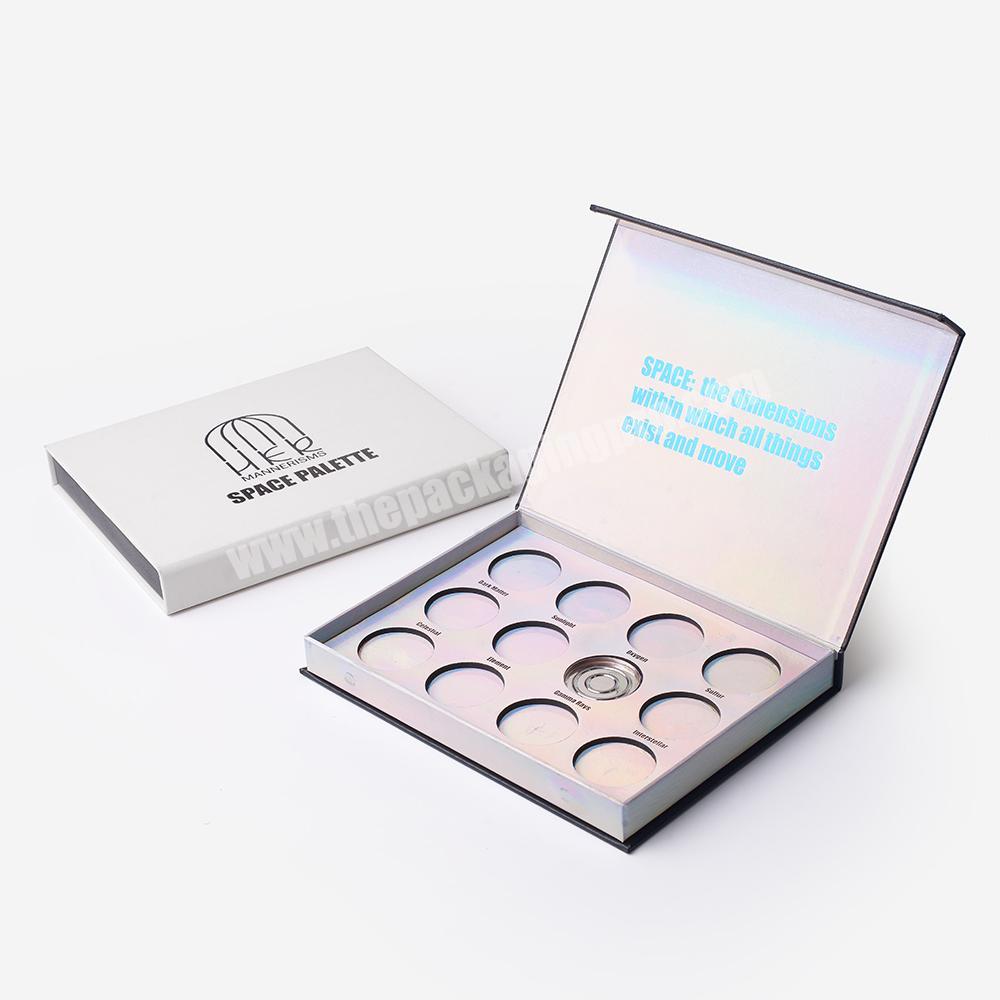 New Style Unique Design Fashion Cosmetic Packaging Box Rigid Cardboard Paper Packaging Shinny Holographic Eyeshadow Palette