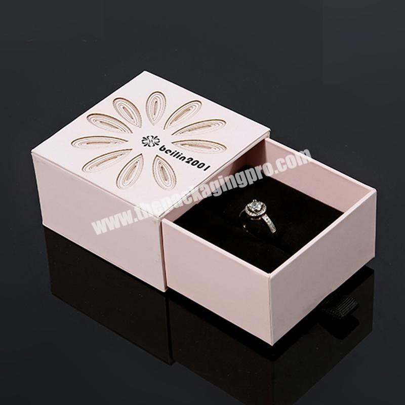 2022  luxury cardboard Sliding drawer  custom logo Earrings ring necklace paper gift box for jewelry