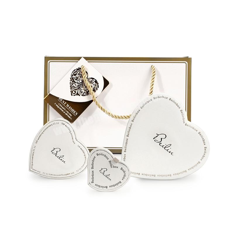 personalize New design white heart shaped  necklace jewelry gift box small ring box