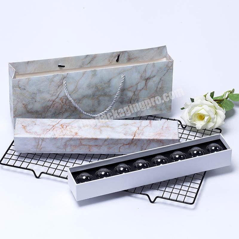 New marble pattern candy bar sweets bonbon packaging gift truffles packaging wedding favors chocolate box with plastic insert