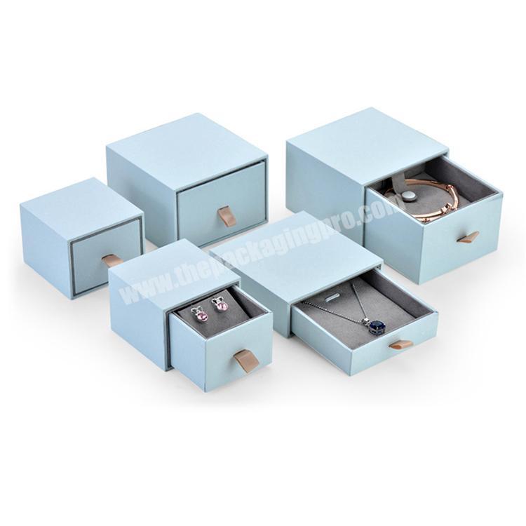 Package Design Eco Paper Sliding Drawer Box Blue Jewellery Jewelry Gift Packaging Boxes for Women
