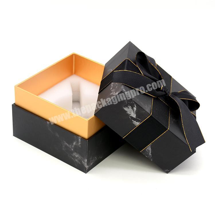 personalize Package Solution Luxury Black Ribbon Lid And Base Packaging Design Custom Perfume Bottle Gift Package Box