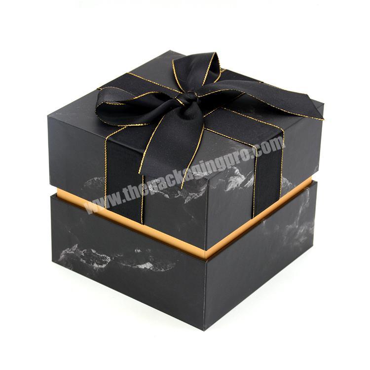 custom Package Solution Luxury Black Ribbon Lid And Base Packaging Design Custom Perfume Bottle Gift Package Box 