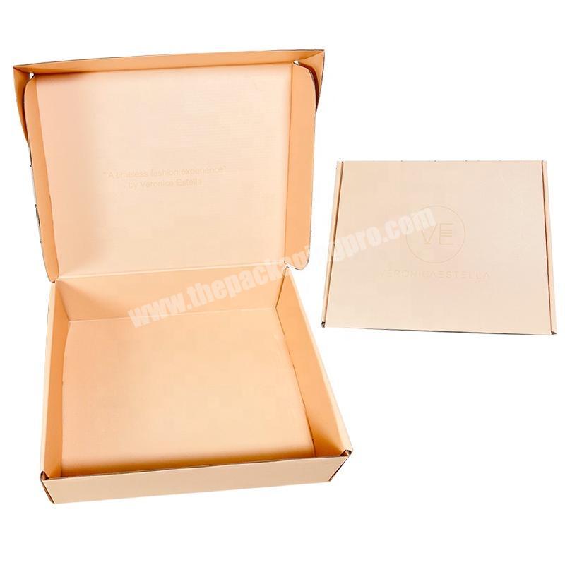 Pale pink cardboard clothing shoe paper packaging boxes for custom logo print square mailing packing carton shipping box