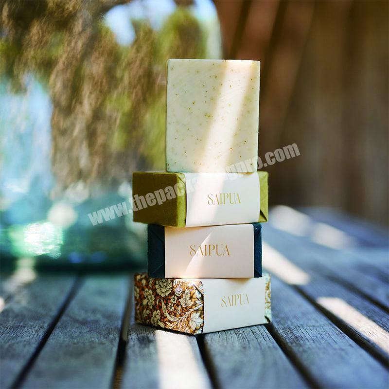 Paper handmade eco-friendly Fragrance biodegradable Labels packaging Custom Printed Wrap Paper Soap Sleeves