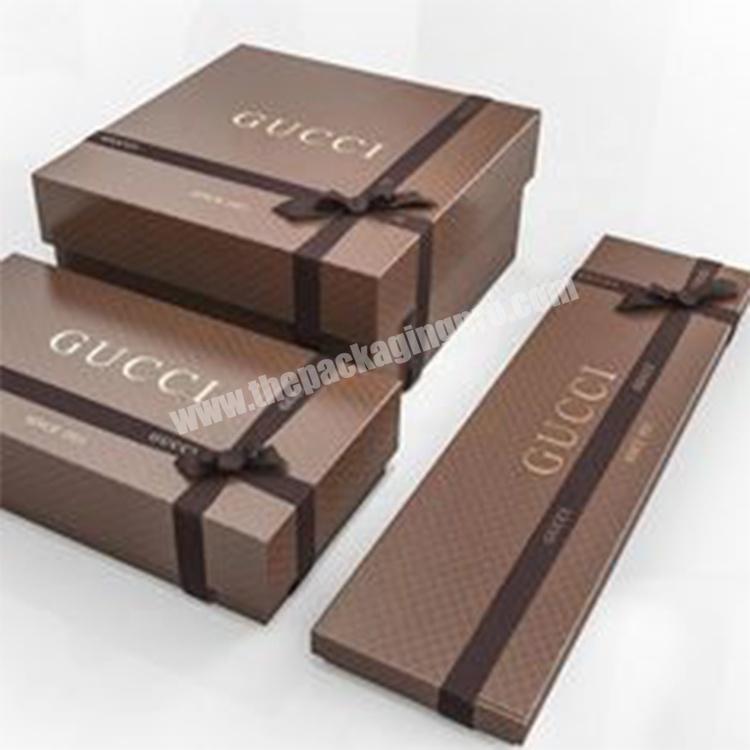Promotion eco friendly fancy 2 pieces rigid luxury custom logo printed brown cardboard box jewelry box packaging hard paper box