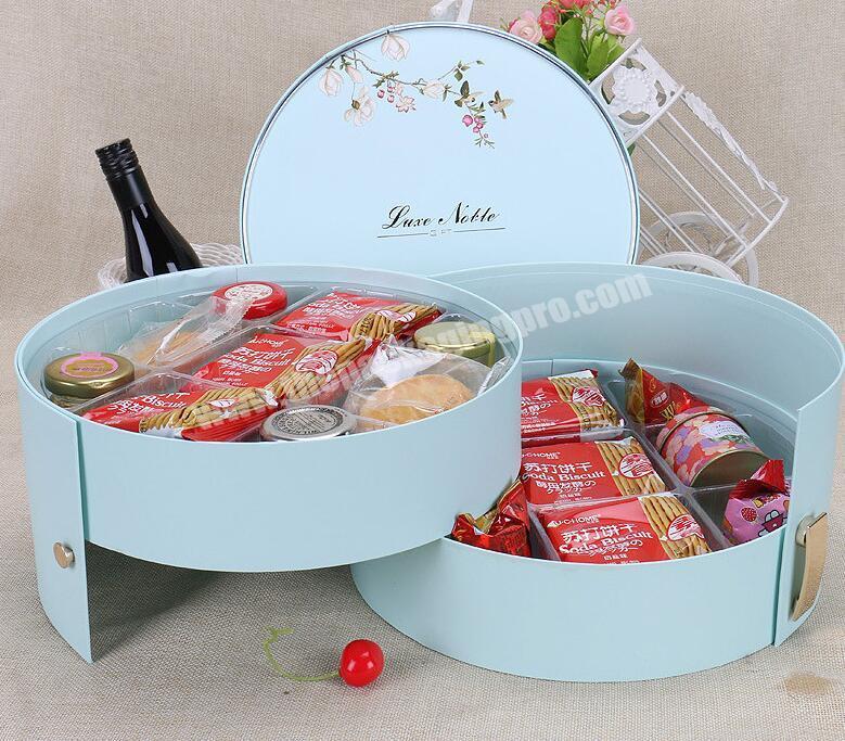 Round high-end moon-cake macaron candy box wedding flower handmade gift box suitcases cosmetics gift box